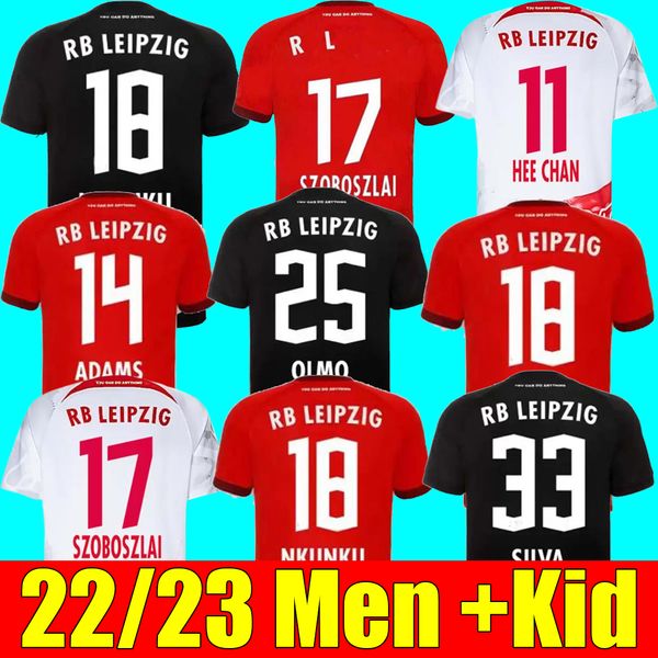 

22 23 nkunku silva on fire soccerjerseys leipzigs werner #11 rblpoulsen forsberg 2022 2023bundesliga sabitzer adams olmo menkids kits camise, Black;yellow