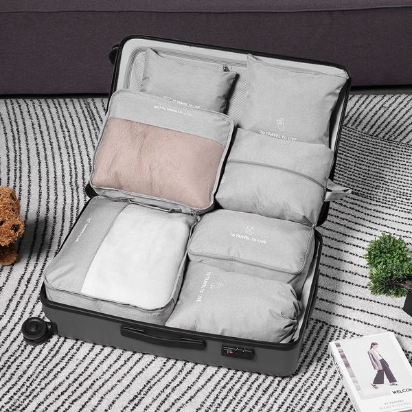 

stuff sacks 7pcs clothes storage bags multifunctional packing cubes foldable waterproof toiletry bag kit for travel vacation camping 230321