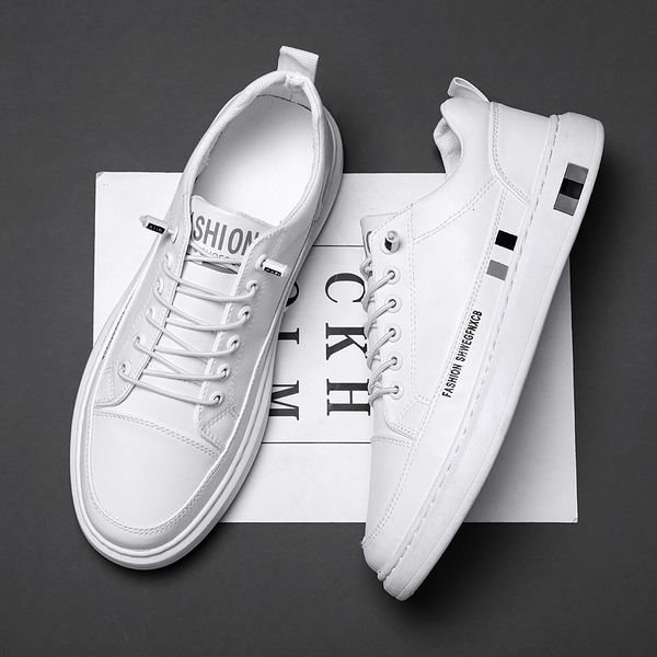 

dress shoes stylish white leather sneakers men vulcanize students low teenager boy waterproof tenis sneaker man 230320, Black