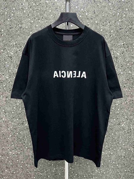 

plush t shirt designer luxury coats balciga defined version of paris b ss official mirror printing shortsleeved men's and women's, Black