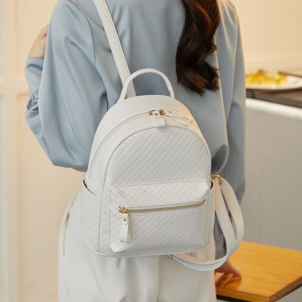 

niche design embossed backpack women's 2023 fashion digital pu leather mini travel backpack small school bag