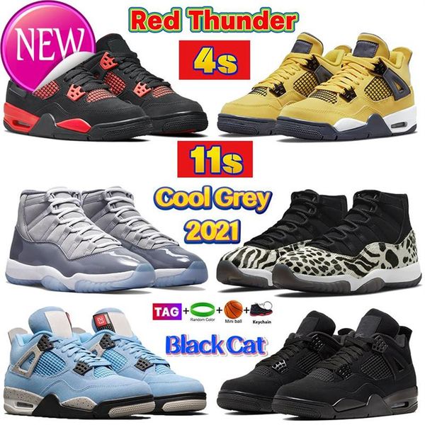 

2022 designer 4 11 high basketball shoes red thunder bred white oreo university blue 4s black cat bred 11s cool grey cap and gown 188w