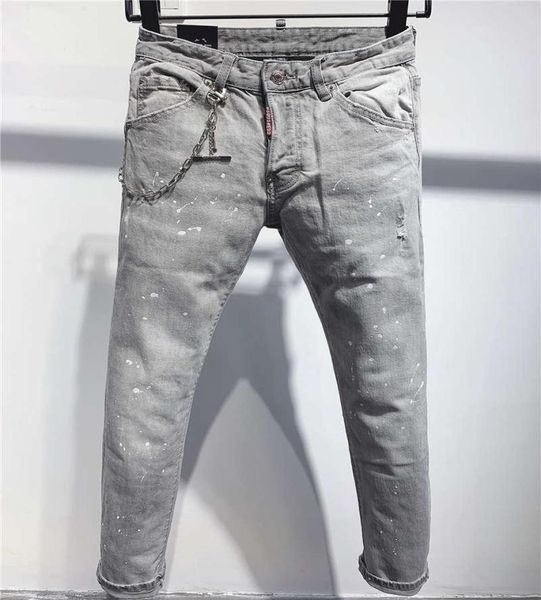 

ss20 new arrival brand designer men denim cool guy jeans embroidery pants fashion holes trousers italy nrb dsquareds d1162146, Blue