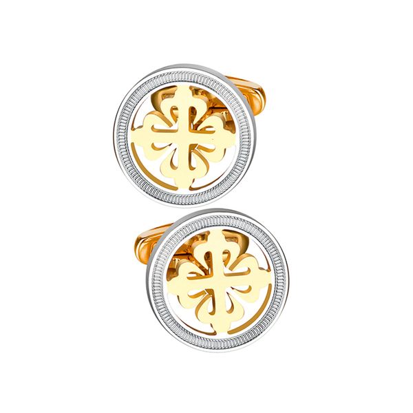 

cuff links nvt luxury stainless steel iris flower links for mens shirt round links wedding man gift engraving name 230320, Silver