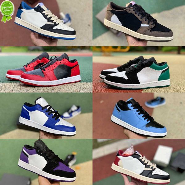 

new og 2022 fragment ts jumpman x 1 1s low basketball shoes white brown red gold banned unc court purple black toe shadow panda emerald crim