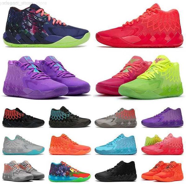 

mb01 rick morty casual shoes for sale men women kids lamelo ball queen city red sport shoe size 4.5-12