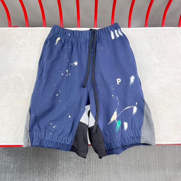 

23ss men drawstring painting cotton shorts summer europe usa splash ink artist sweatshort painted wrinkle design fashion middle jogging shor