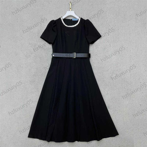 

fashion dresses chest triangle logo metal chain embellished neckline round neck dress bump color belt slim high waist temperament maxiskit 2, Black;gray