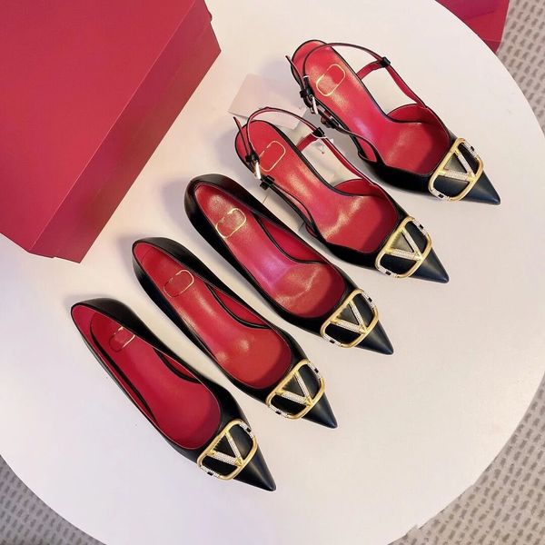 

shoes sandals women high heels summer brand designer pointed toe thin heel pumps genuine leather lady classics wedding