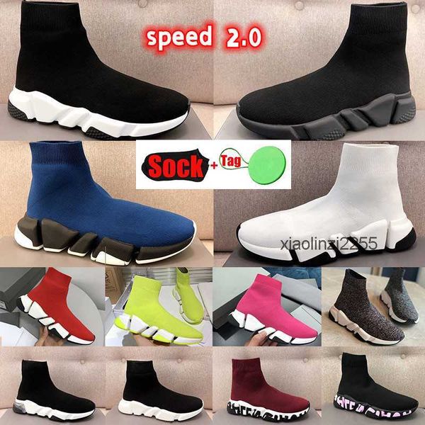 

casual shoes designer socks speed 2.0 platform mens shiny knit trainer 1.0 runner sneaker sock shoe master embossed sneakers women speeds, Black