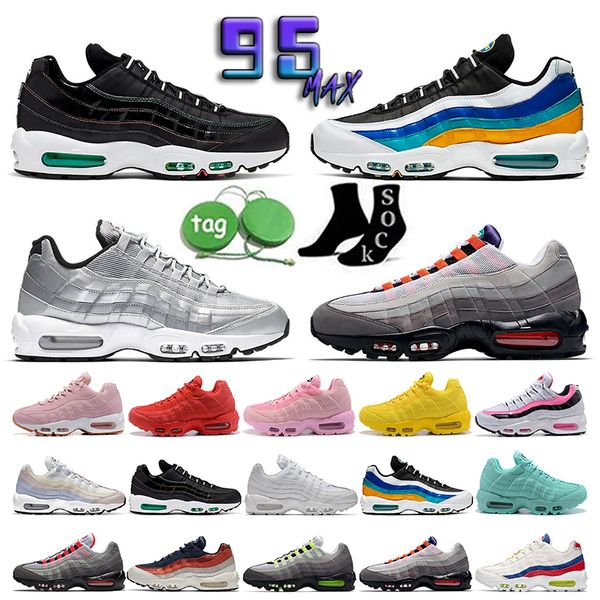 

2023 new 95 running shoes yin triple black white worldwide seahawks particle grey neon 95s laser fuchsia greedy red men women outdoor sports