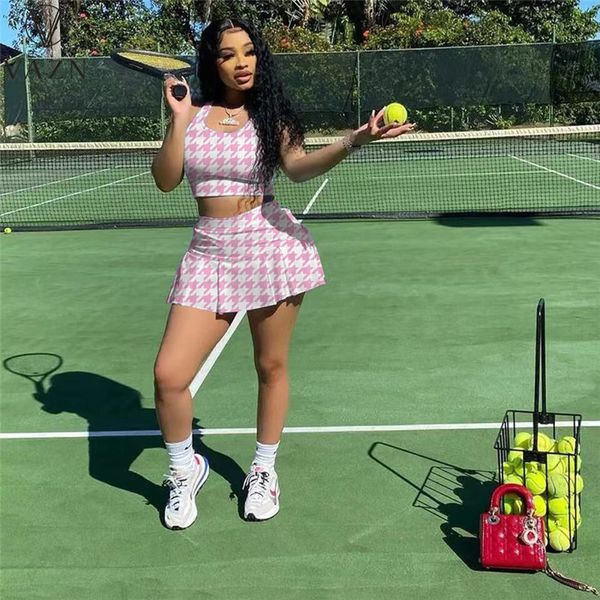 

two piece dress vazn summer european and american womens nightclubs thousand bird print sport vest culoskirt twopiece set 230321, White