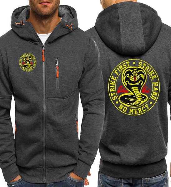

hoody 2021 cobra kai printing autumn male zipper hoodies warm fashion man sweatshirt street korean pullover for men hip hop x06108657234, Black