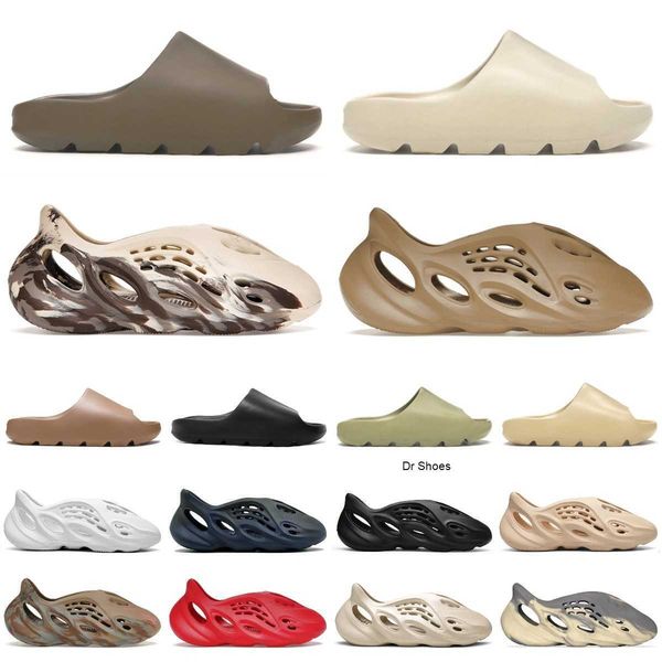 

new foam sandals designer men women slide bone desert sand vermillion ochre kanyes slippers onyx resin kanyes slides shoes mens slipper, Black