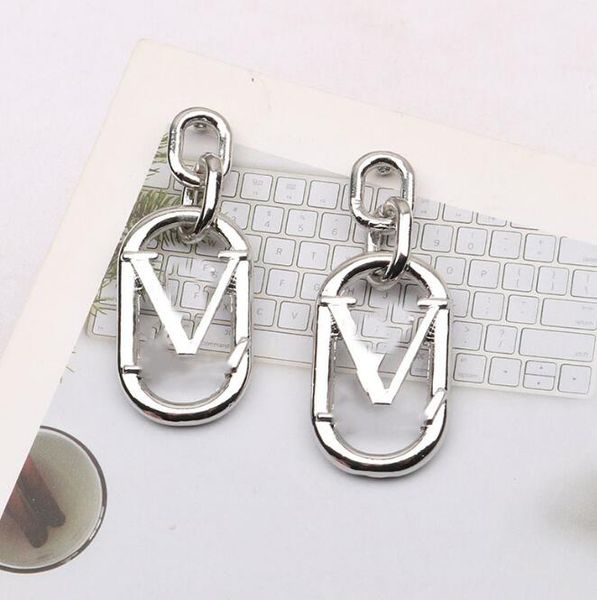 

2color fashion luxury brand letters dangle stud geometric famous women tassels 18k gold plated 925 silver earring wedding party jewerlry