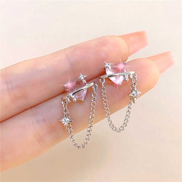 

charm street trend pink love earrings niche design sense high-end cold wind earrings female daily fashionable earrings jewelry gifts g230320, Golden