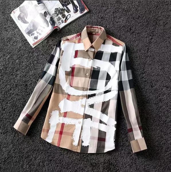 

cinessd 2023 women print blouses casual loose stand v neck long sleeves button plus size pullover female tee shirts blouse, White