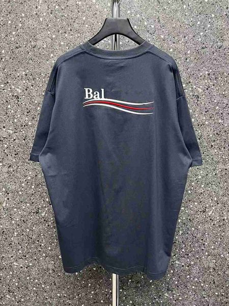 

plush t shirt designer luxury coats balciga du correct version b cola bl embroidered cg wave letter loose short sleeve tshirt os 8z09c, Black