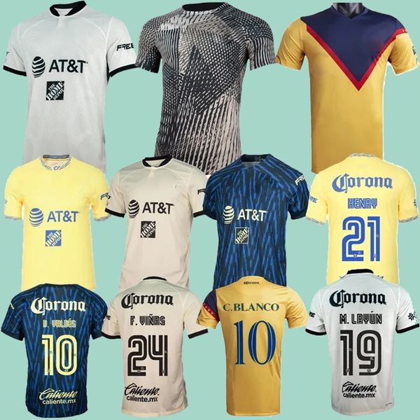 

22 23 club america soccer jerseys liga mx henry d.valdes 3rd r.martinez fidalgo 2023 home away third maillot slim player version football tr, Black;yellow