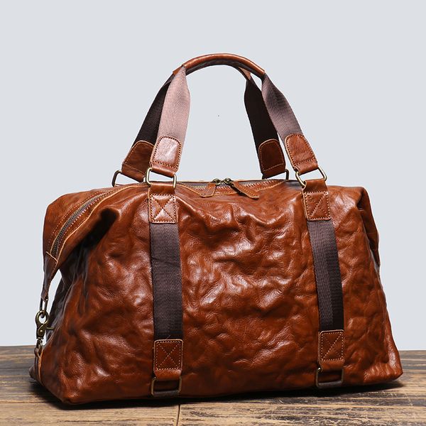 

stuff sacks genuine leather men travel bag carry on luggage retro cowhide duffel women handbag large weekend overnight s 230321
