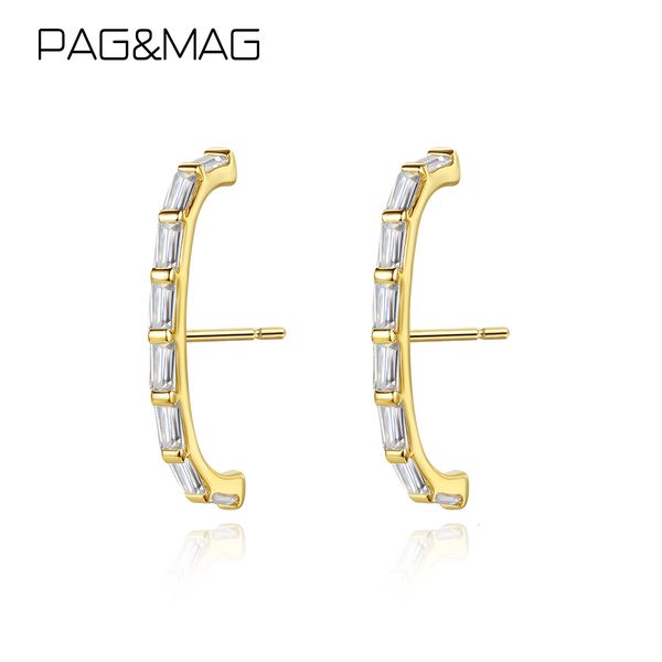 

stud clip earrings silver 925 women luxury emerald cut cubic zirconia ear cuff earrings piercing female trendy cz party jewelry 230320, Golden;silver