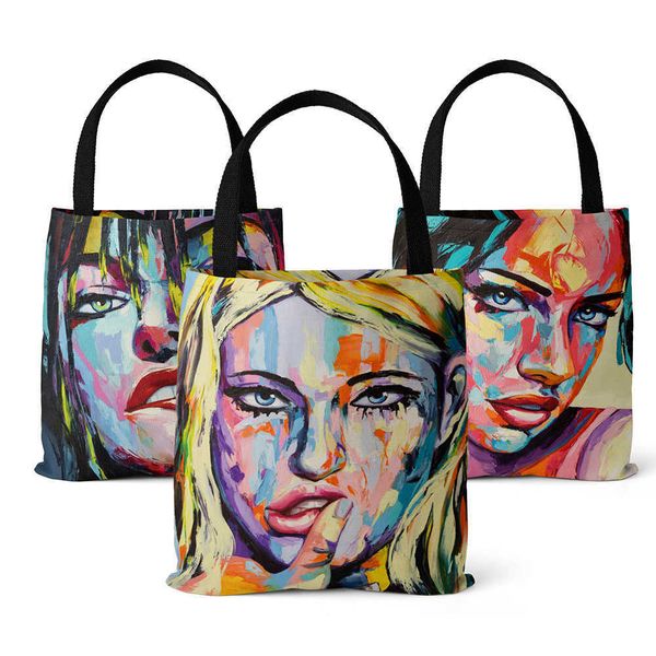 

shopping bags women tote bag female oil painting print beach bag fauvism style canvas handbags shoulder graffiti bags mens purse 230321