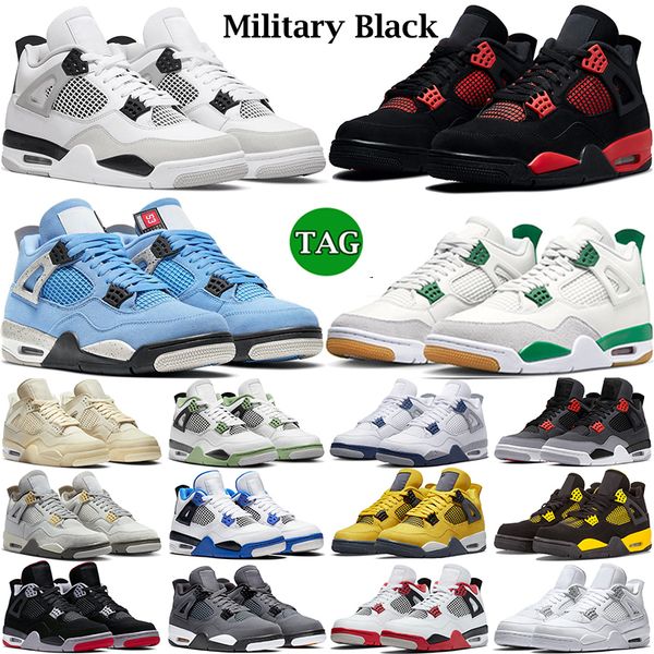 

with box basketball shoes military black cat 4 pine green seafoam men women white oreo cool grey 4s fired red thunder purple unc mens traine
