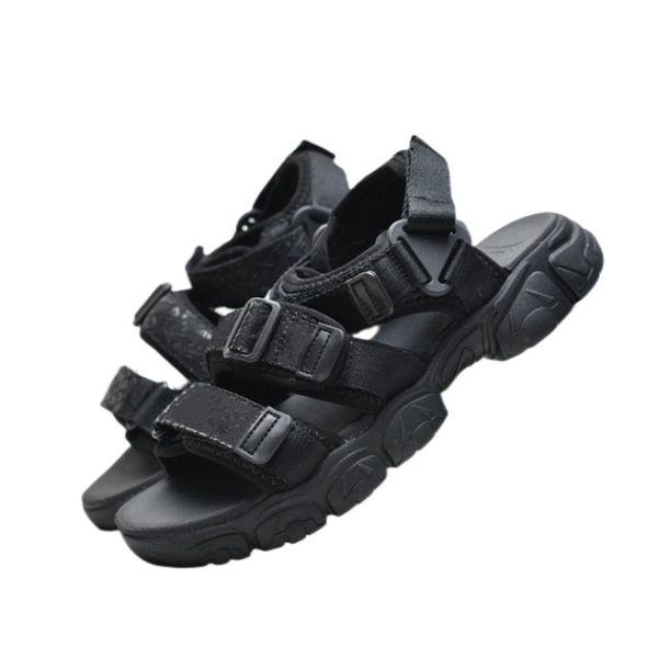 

summer sandals designer beach shoes women men indoor shoes solid canvas slippers hook&loop soft chunky heel flip flops new style leisure out, Black