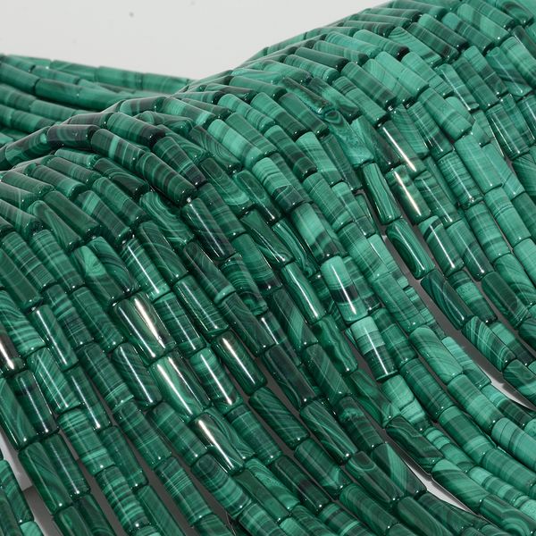 

beaded necklaces natural malachite round tube beads 5x1m 230320, Silver