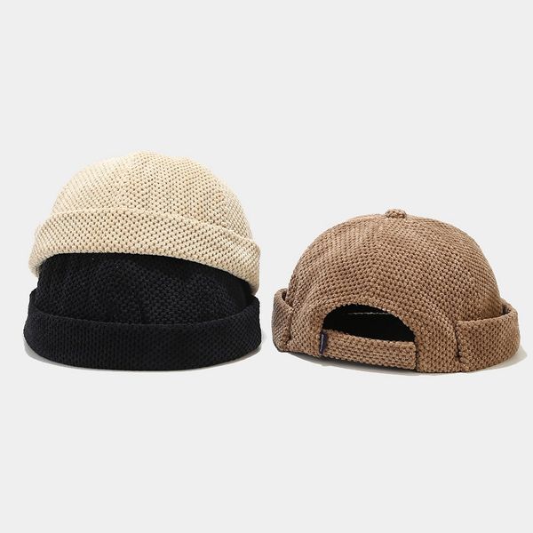 

retro hip hop skull cap for men all-match solid color dome melon hat adjustable sailor landlord brimless cap hcs235, Blue;gray