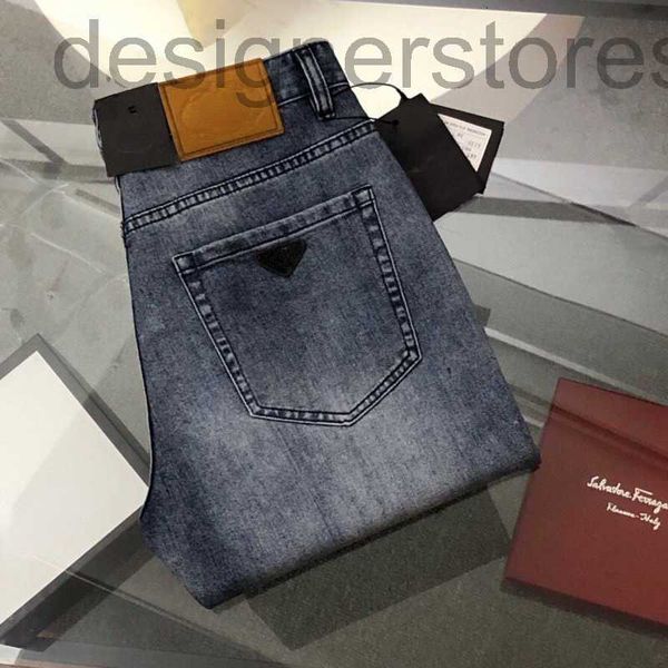 

designer high version jeans men jeans pants classic triangle embroidered denim pants fashion loose trousers 0nmr, Blue