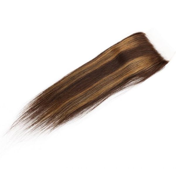 

brazilian human hair piano color 4/27 4x4 lace closure middle three part straight hair closures for women, Black;brown