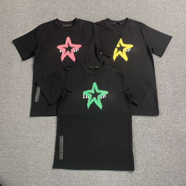 

designer mens t-shirts star sprayed t-shirt crewneck collar cotton short sleeve star print fashion womens palm t-shirt, White;black