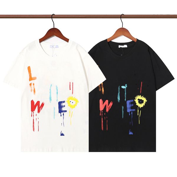

designer men's t-shirts luxury t-shirt loewww womens short summer fashion brown check print casual with brand letter designers t-shirt, White;black