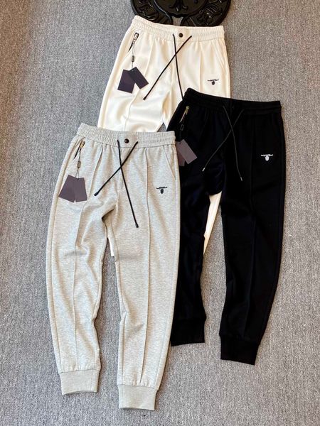 

2023 new highquality designer pants cotton blend material comfortable fit small feet elastic waist luxury fashion mens casual pants, Black