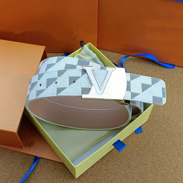 

classic plaid men women belts fashion vintage letter smooth buckle casual belt luxury designer denim pants belt width 3.8cm wholesale, Black;brown
