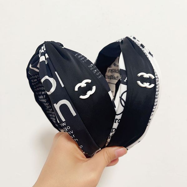 

korean fabric headband women romantic gift black hai hoop brand monogram hairband springtime fashion versatile hairband couple family gift w, Silver