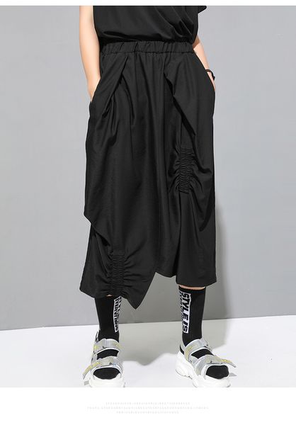 

skirts foreign trade fashion large irregular skirt spring and summer dark personalized pleated versatile 230321, Black