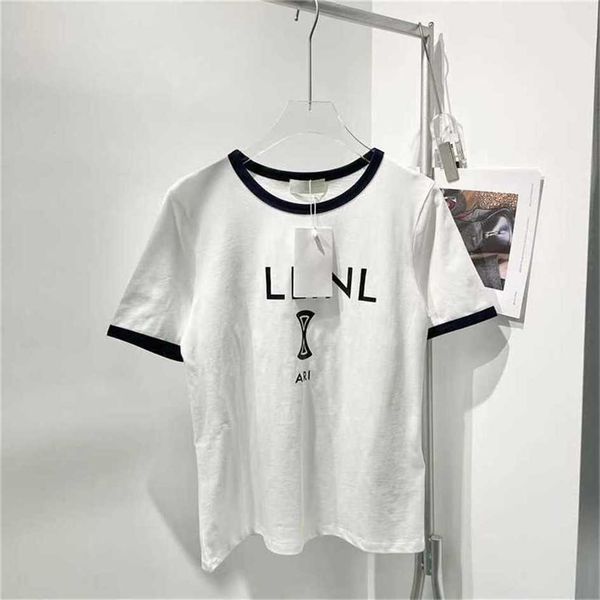 

80% off factory outlet online spring new t-shirt loose contrast neck batch, White