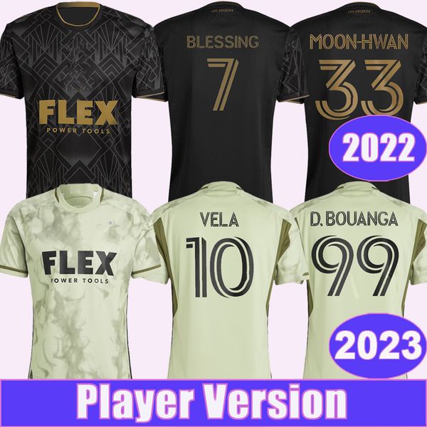 

2022 23 los angeles mens fc soccer jerseys player version blessing ginella chicho vela acosta home black away football shirt moon-hwan short, Black;yellow
