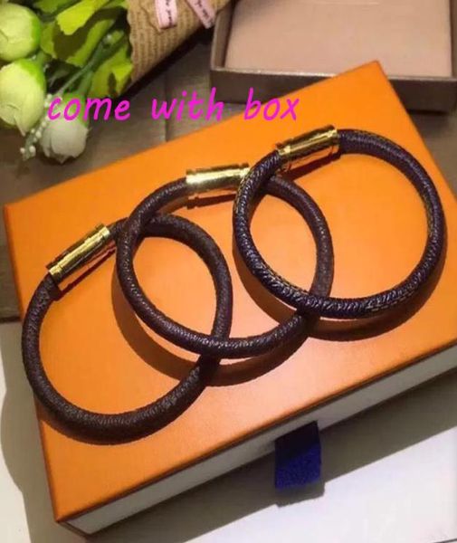 

designer leather bracelet for man charm flower bangle women luxury designers jewelry magnet buckle woman love bracelets 17cm 19cm6523693, Black
