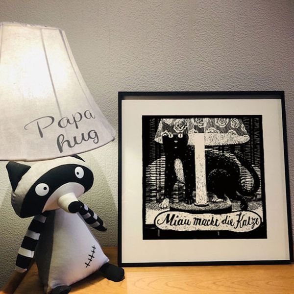

niche art: phillip janta silkscreen prints, black and white cartoons, decorations, fun personality hanging paintings