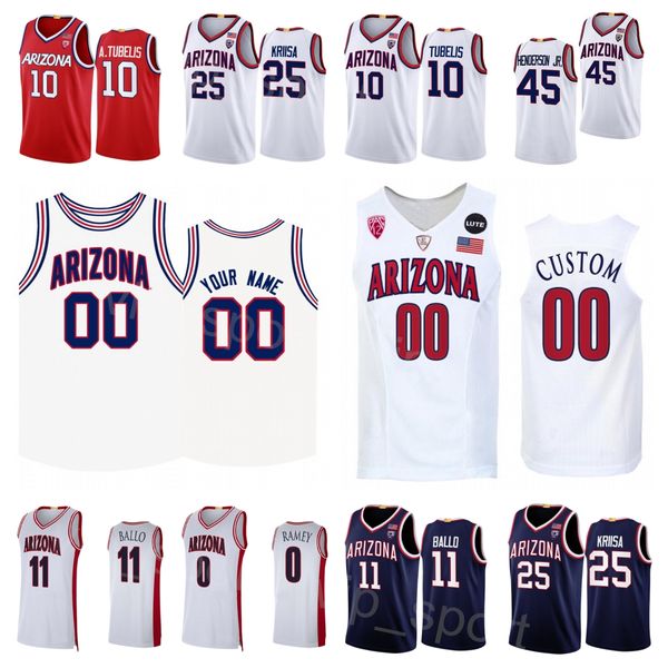 

arizona wildcats 25 kerr kriisa jersey college basketball 3 pelle larsson 45 cedric henderson jr 10 azuolas tubelis 11 oumar ballo 0 courtne, Black