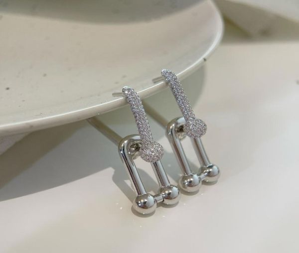 

925 silver hard wear dangle rhinestone earrings for women big size3425363