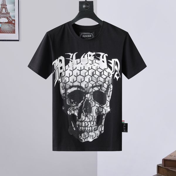 

plein bear t shirt mens designer tshirts brand clothing rhinestone pp skull men t-shirt round neck ss skull and plein with crystals tshirt t, White;black