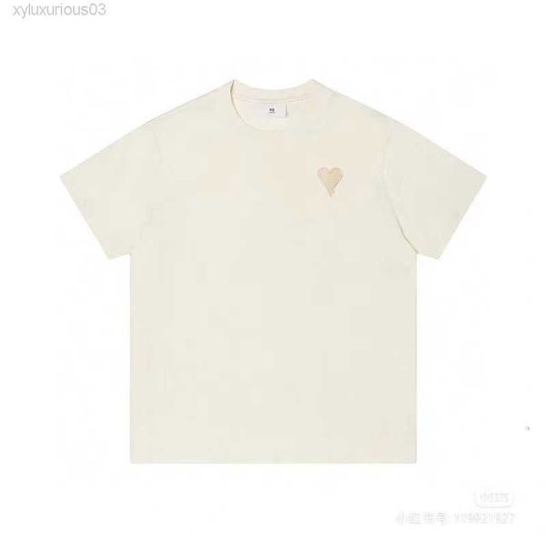 

designers amis paris shirt 2023ss spring classic heart solid color big love round neck short sleeve t-shirt for men and women yh10, White;black