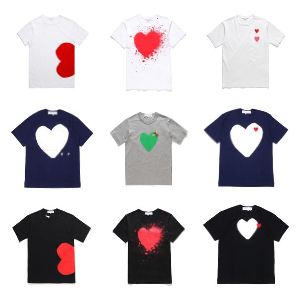 

famous designer t shirt red love hear tees mens womens fashion play couple tshirt casual short sleeve summer t-shirts streetwear hip-hop pr, White;black