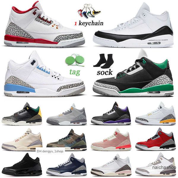 

3s jumpman 3 casual basketball shoes designer women sneakers muslin cardinal red cool grey court purple fragment unc pine green m air jorden, Black