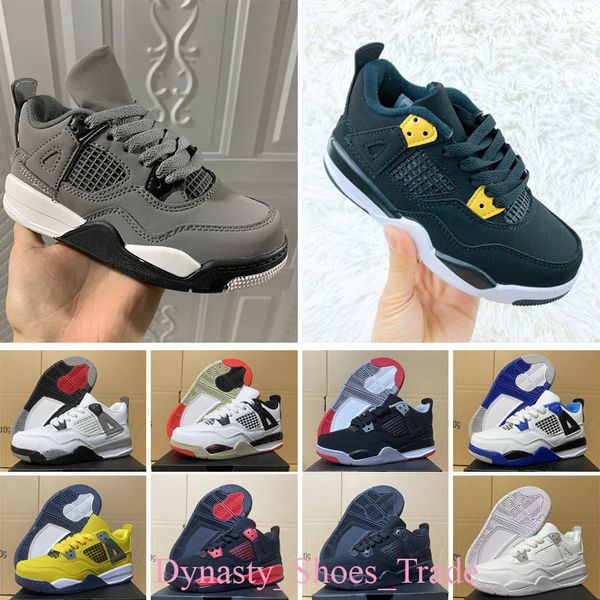 

2023 basketball shoes for kids 4s military black cat sail red thunder white oreo cactus jack blue university infrared cool grey mens sports