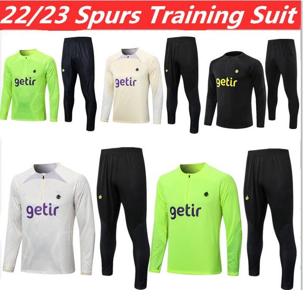 

22/23 spurs training suit soccer dele son soccer jerseys ham bale kane hojbjerg bergwijn lo celso men kit shirts long sleeve tracksuit chand, Black